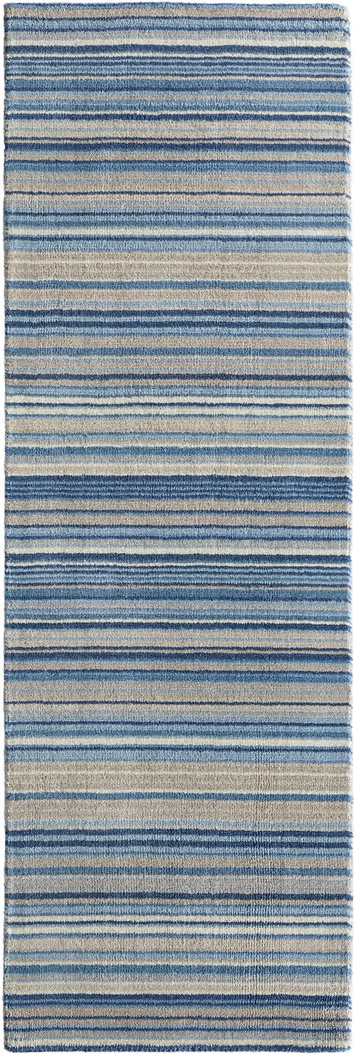 Fine Stripes Blue / Beige Runner Rug LoveRugs