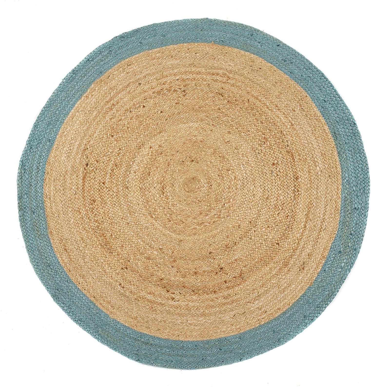 Jute Border Duck Egg Round Rug LoveRugs