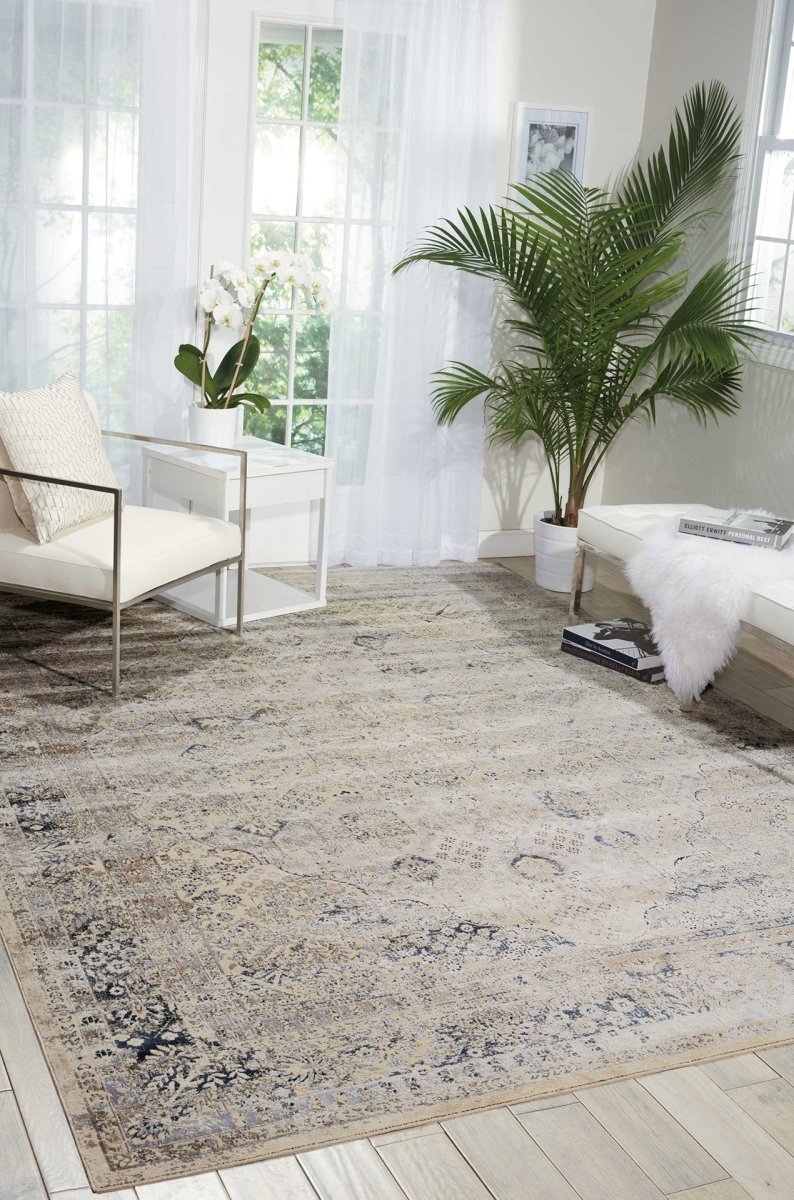 Kathy Ireland Malta MAI01 IVBLU Ivory Blue Rug LoveRugs