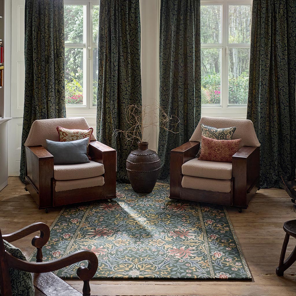 Morris & Co Morhun Walthamstow Forest/Teal 130707 Rug