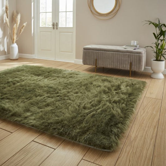 Polar Plush Olive Green Soft Shaggy Rug alternate image