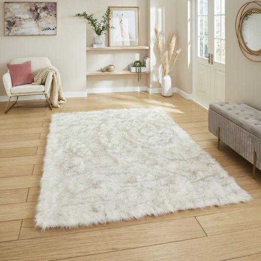 Polar Plush White/Grey Soft Shaggy Rug