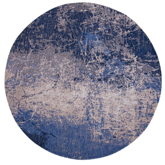 Louis De Poortere Mad Men Cracks 8629 Abyss Blue Round Rug