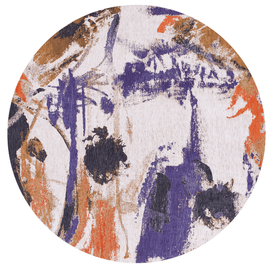 Louis De Poortere Gallery Fresque Purple Game 9342 Round Rug - Love-Rugs