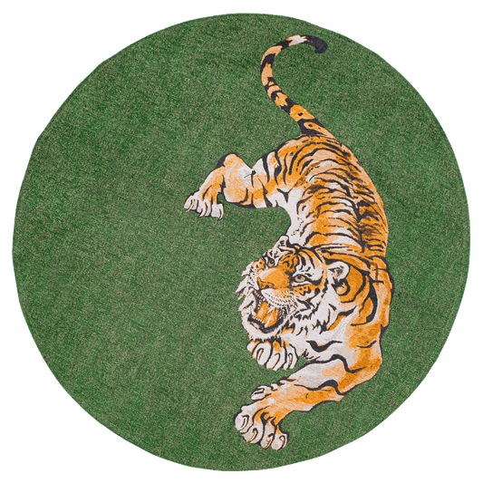 Louis De Poortere Pop Tiger Green 9388 Round Rug - Love-Rugs