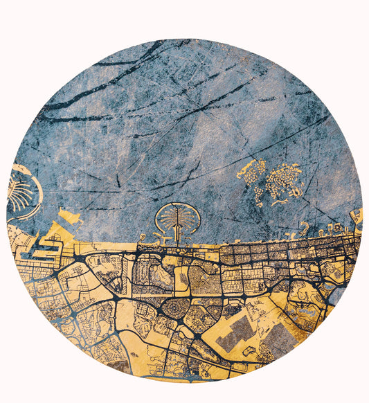 Louis De Poortere Cities Dubai Gold Sea 9698 Round Rug - Love-Rugs