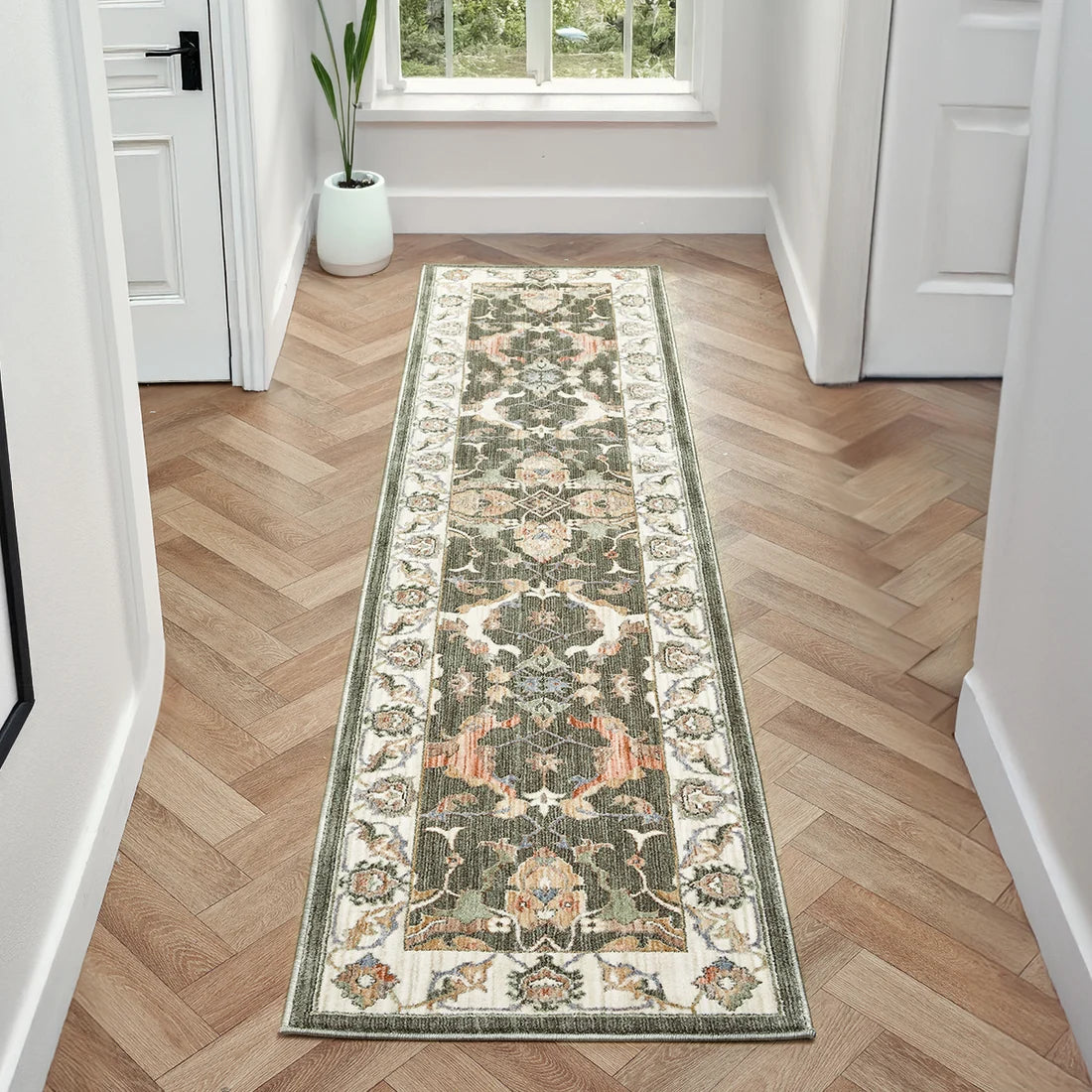 Alia Keyon Green Runner Rug