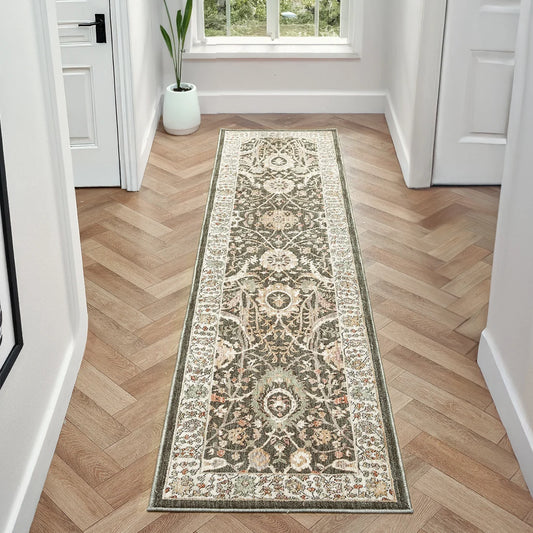 Alia Aiana Green/Cream Runner Rug