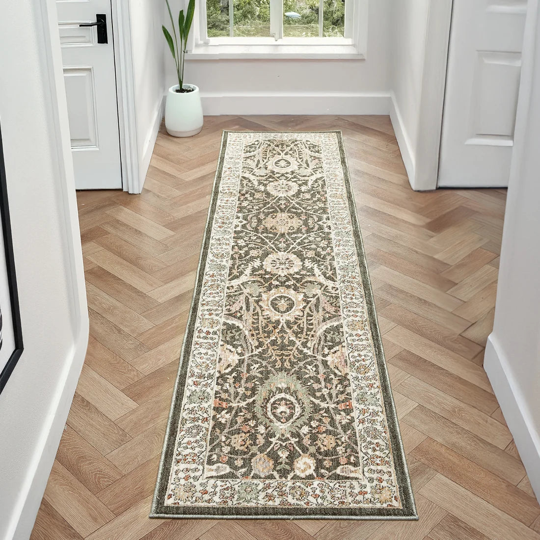 Alia Aiana Green/Cream Runner Rug
