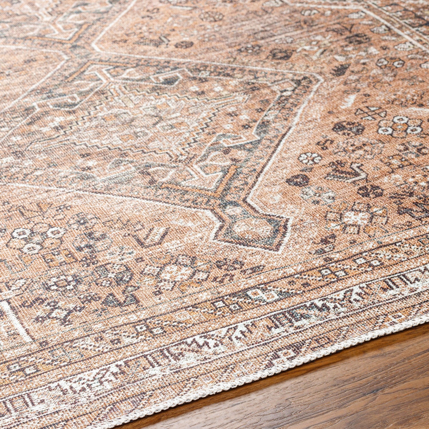 Amelie Machine Washable Traditional Boho Cider AML2384 Rug - Love-Rugs