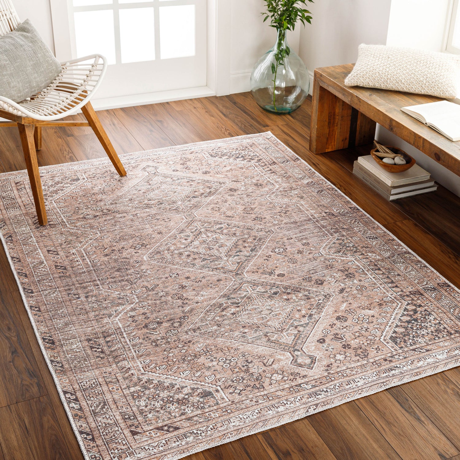 Amelie Machine Washable Traditional Boho Cider AML2384 Rug - Love-Rugs