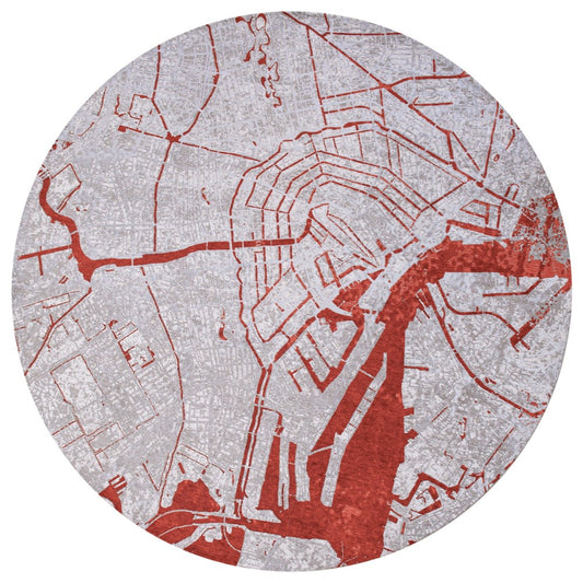 Louis De Poortere Cities Amsterdam Orange Cut 9323 Round Rug - Love-Rugs