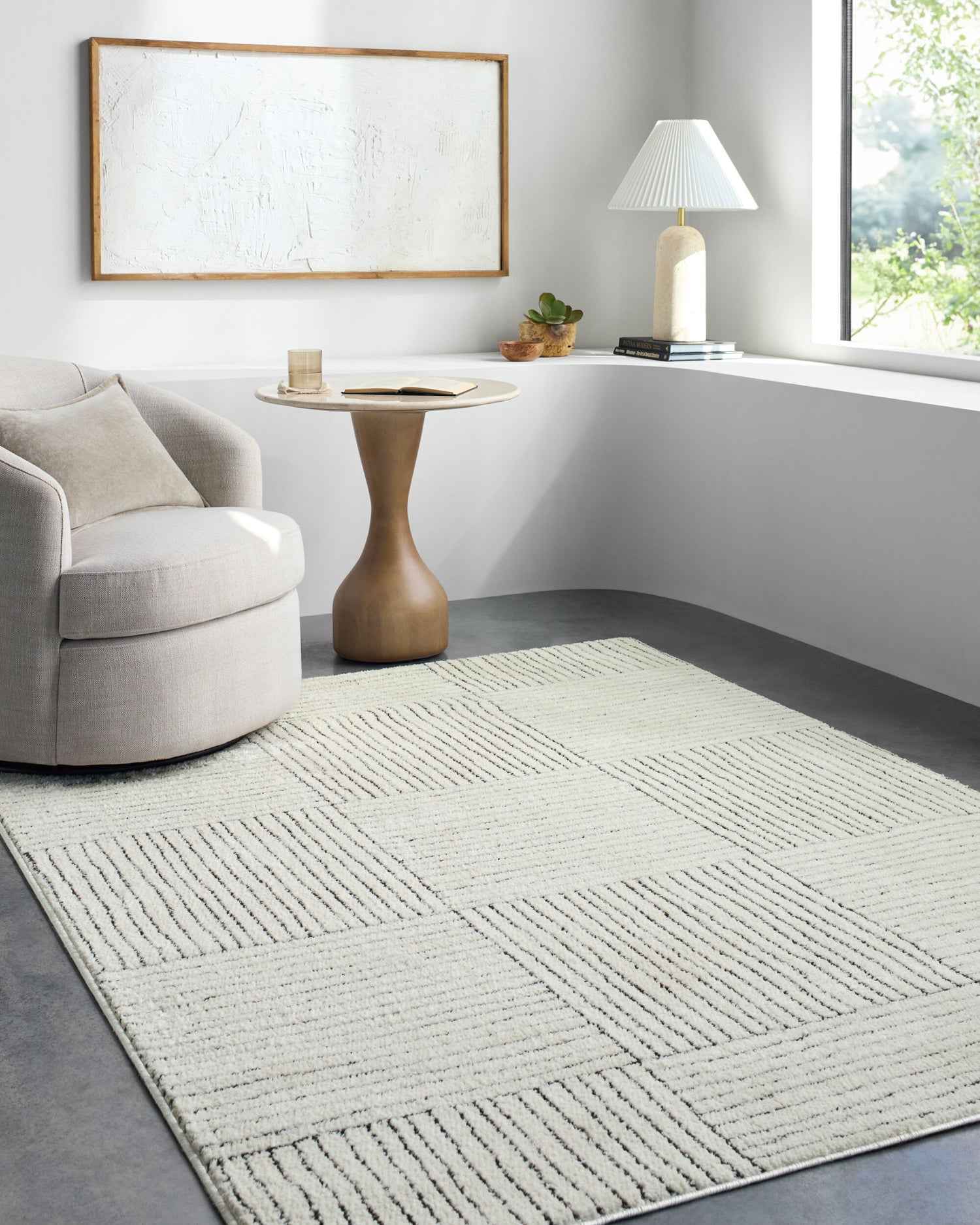 Architect Galey Alix x Livabliss Modern Scandi High Pile Ivory/Black GAAR2300 Rug - Love-Rugs