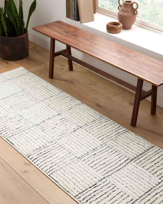 Architect Galey Alix x Livabliss Modern Scandi High Pile Ivory/Black GAAR2300 Runner Rug - Love-Rugs alternate image
