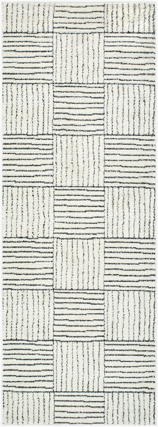 Architect Galey Alix x Livabliss Modern Scandi High Pile Ivory/Black GAAR2300 Runner Rug - Love-Rugs