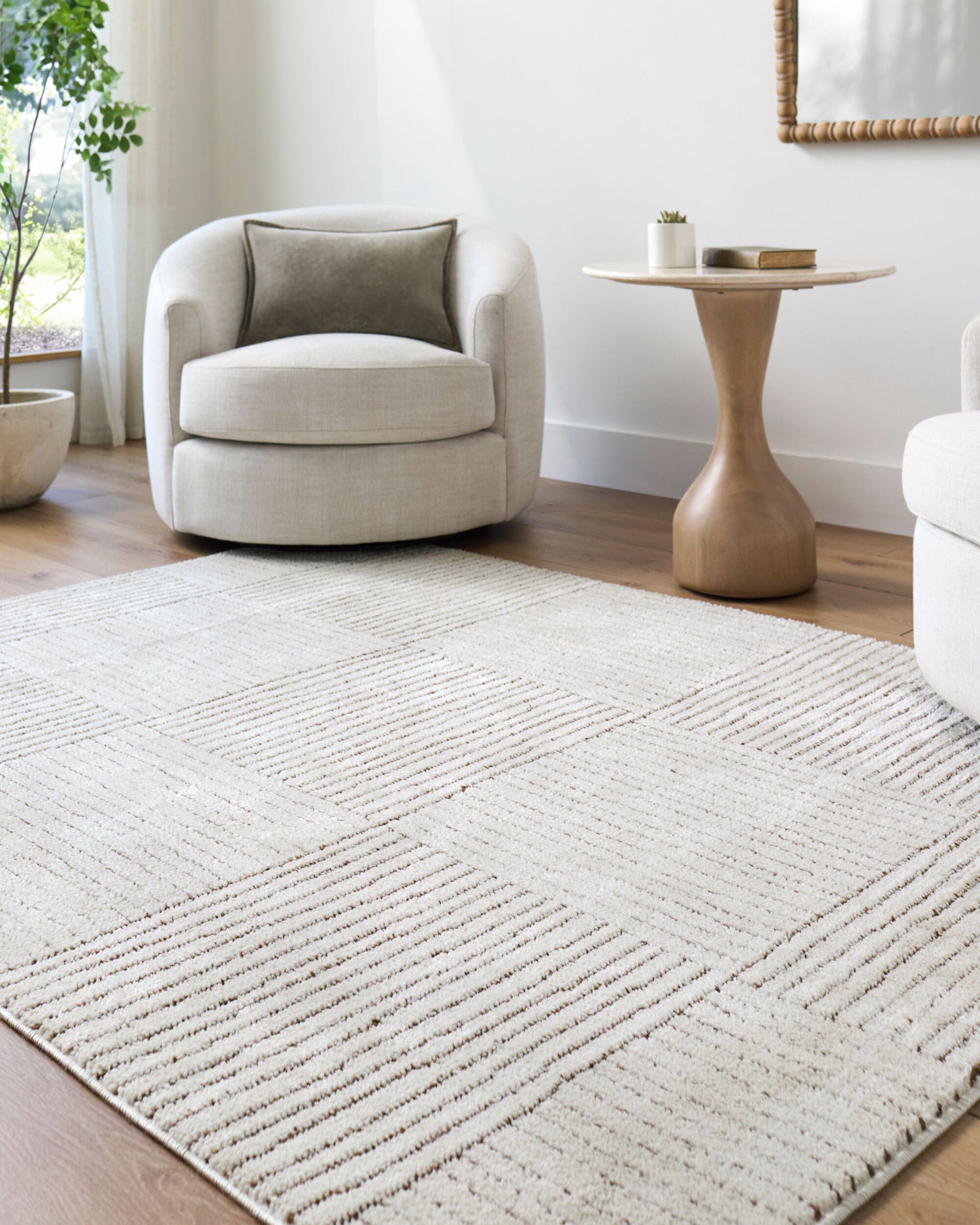 Architect Galey Alix x Livabliss Modern Scandi High Pile Ivory/Dark Brown GAAR2301 Rug - Love-Rugs