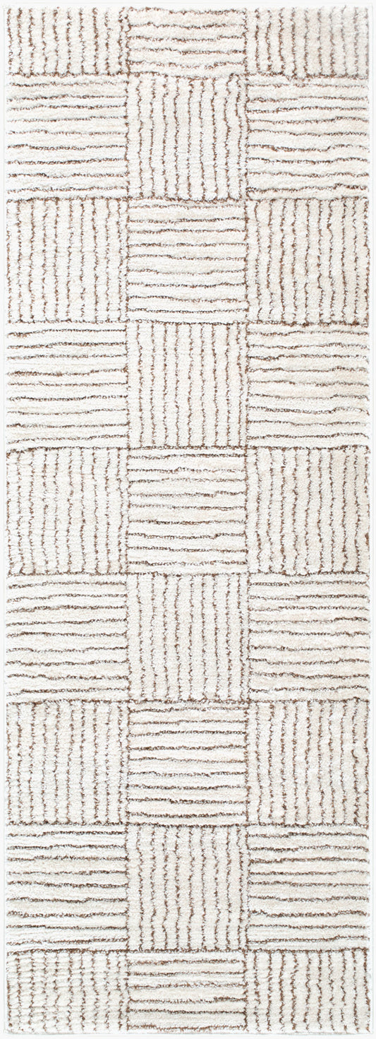 Architect Galey Alix x Livabliss Modern Scandi High Pile Ivory/Dark Brown GAAR2301 Runner Rug - Love-Rugs
