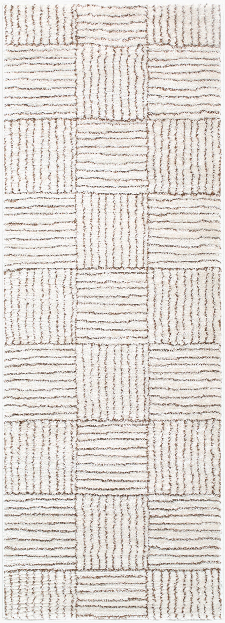 Architect Galey Alix x Livabliss Modern Scandi High Pile Ivory/Dark Brown GAAR2301 Runner Rug - Love-Rugs