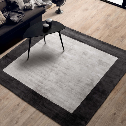 Blade Border Silver Charcoal Square Rug - Love-Rugs alternate image