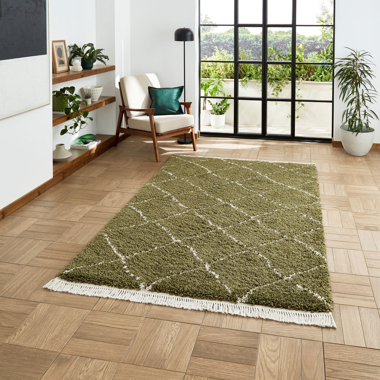 Bud Green Rug Boho 5413 Green Rug – Love-Rugs