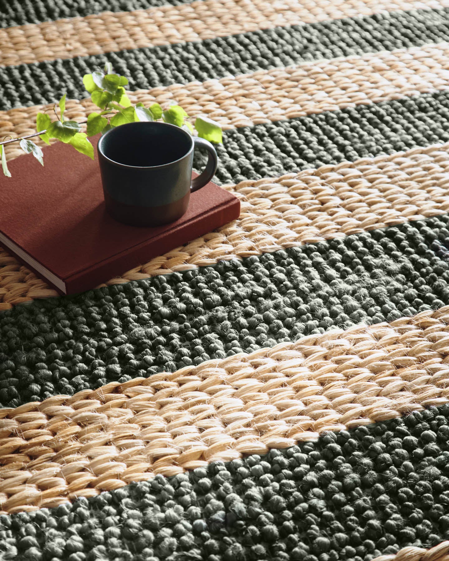 Bondi Jute Stripe Bottle Green Rug