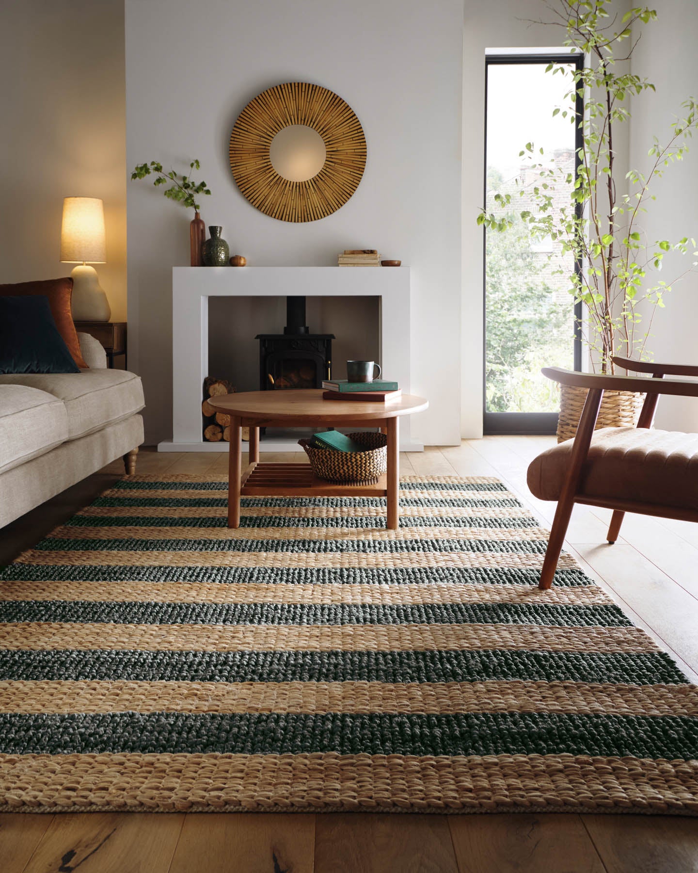 Bondi Jute Stripe Bottle Green Rug