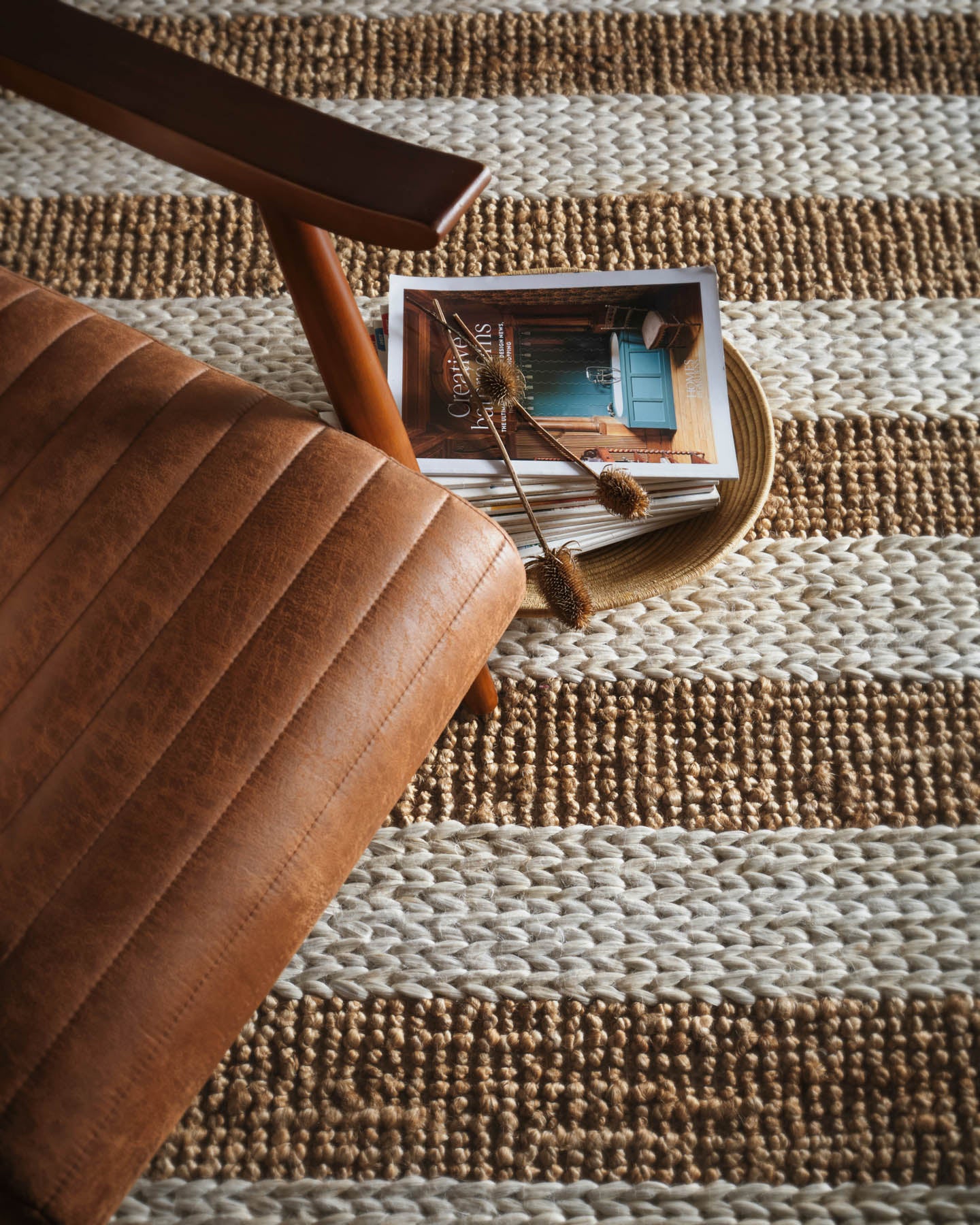 Bondi Jute Stripe Cream Natural Rug