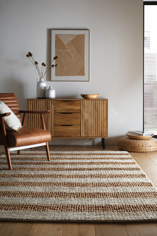 Bondi Jute Stripe Cream Natural Rug alternate image
