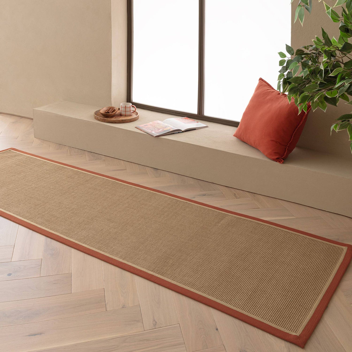 Bordo Boucle Rust Linen Runner Rug - Love-Rugs