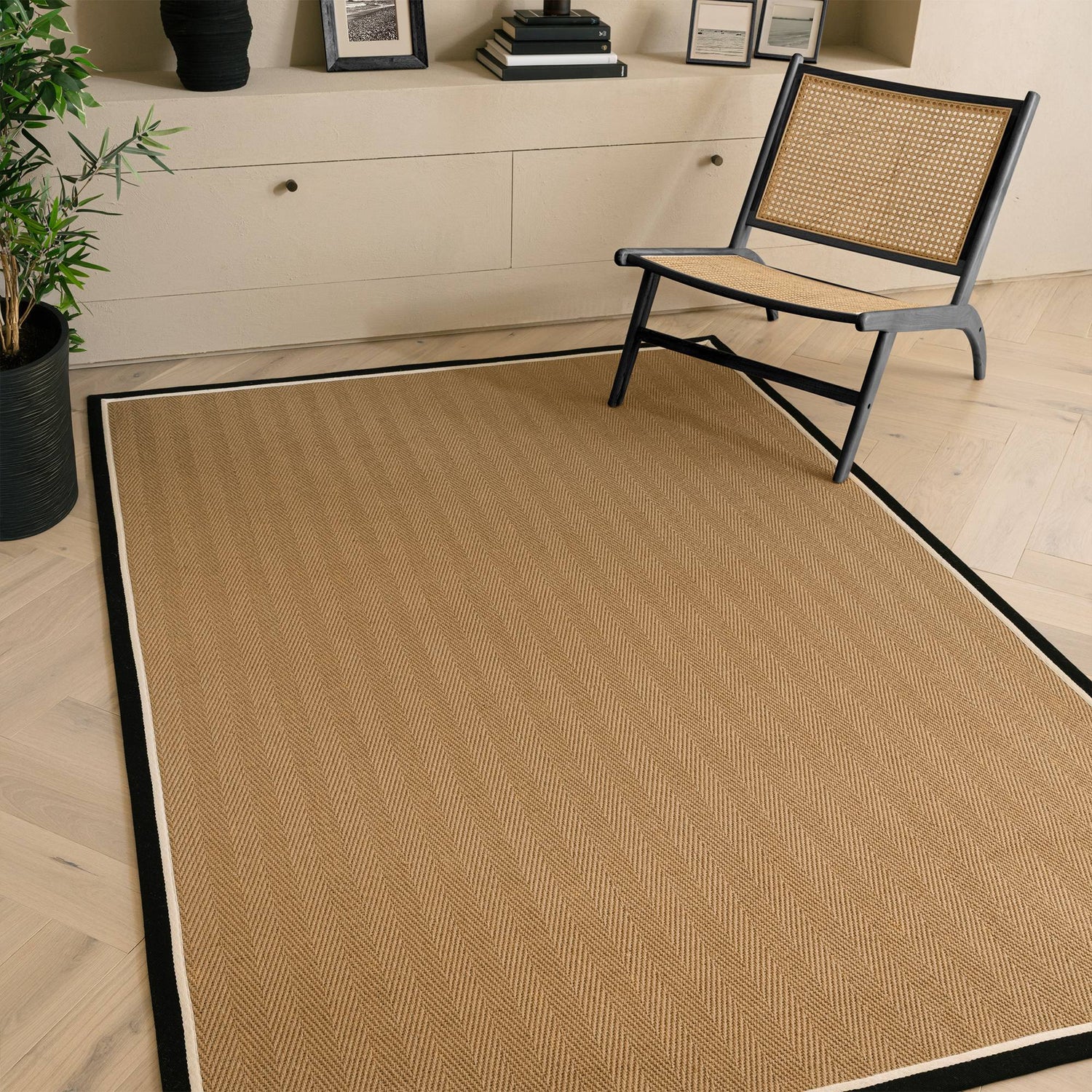 Bordo Herringbone Charcoal Cream Rug - Love-Rugs