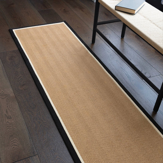Bordo Herringbone Charcoal Cream Runner Rug - Love-Rugs alternate image