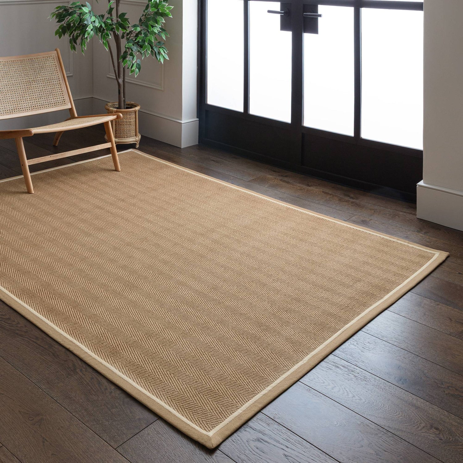 Bordo Herringbone Linen Cream Rug - Love-Rugs
