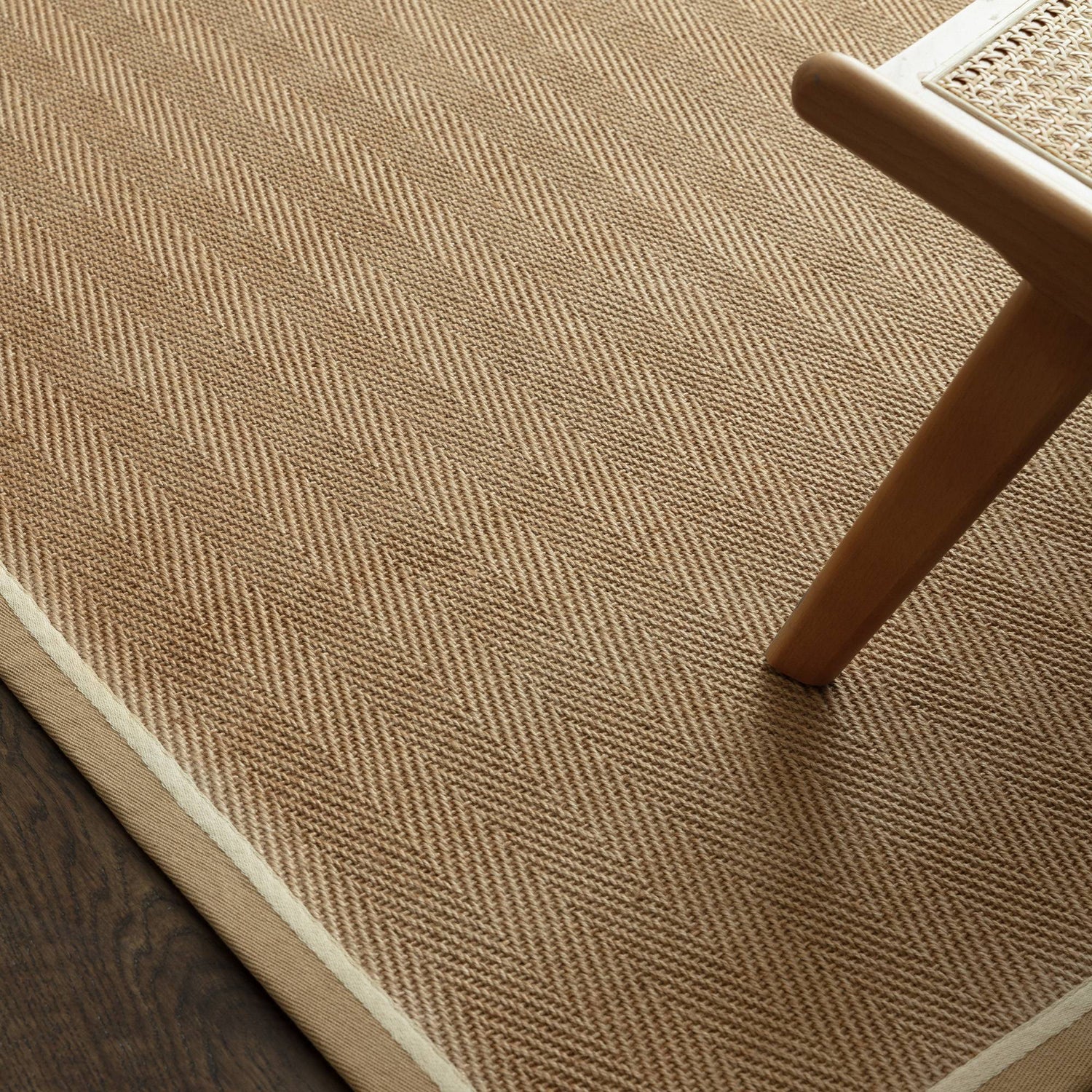 Bordo Herringbone Linen Cream Rug - Love-Rugs