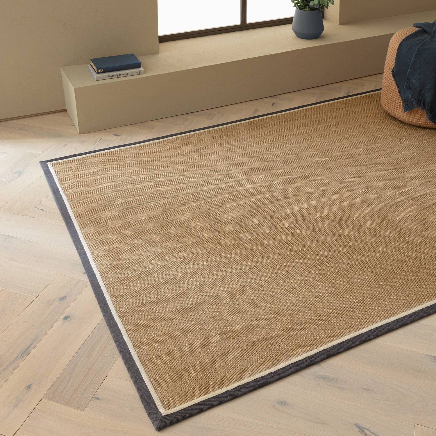 Bordo Herringbone Slate Cream Rug - Love-Rugs