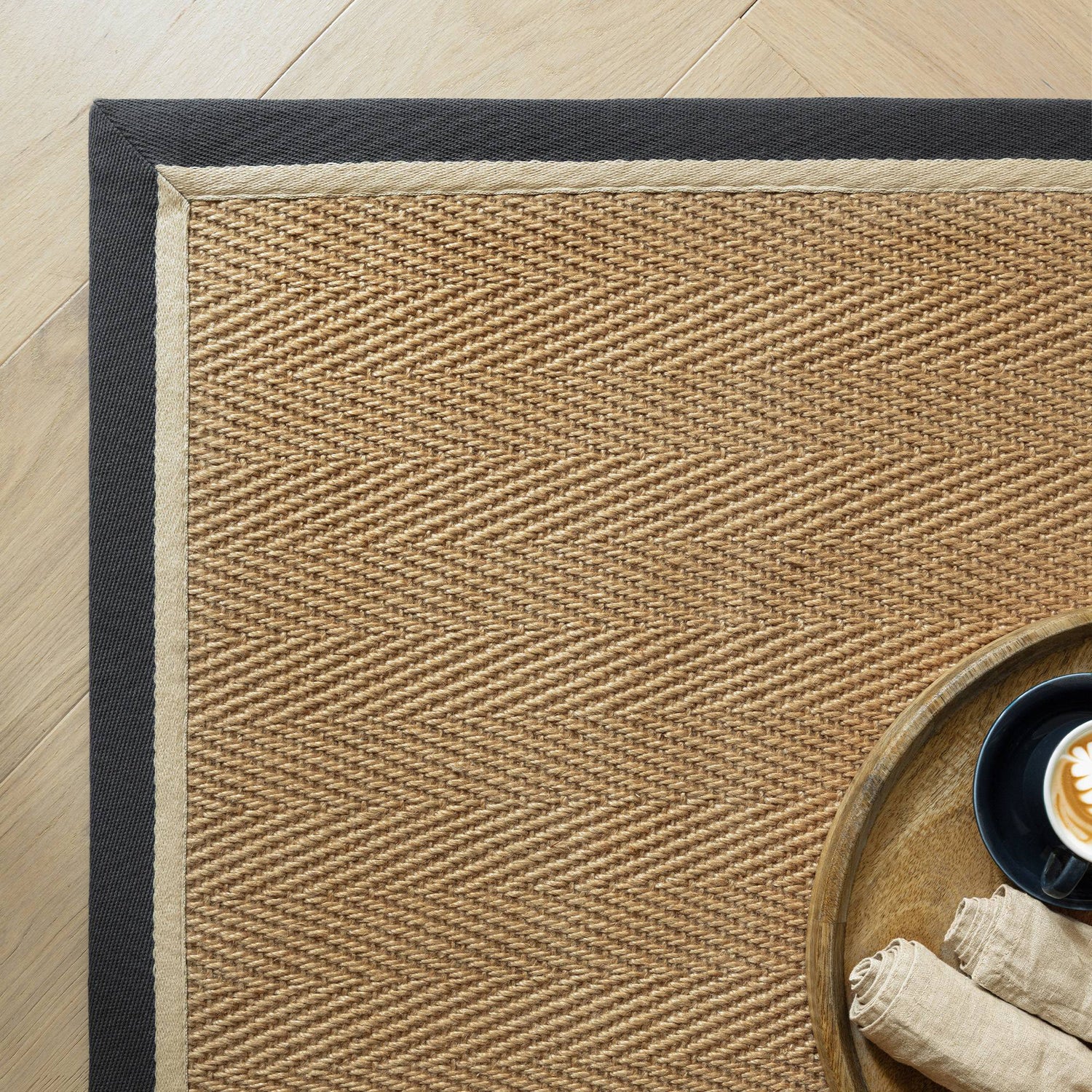 Bordo Herringbone Slate Cream Rug - Love-Rugs