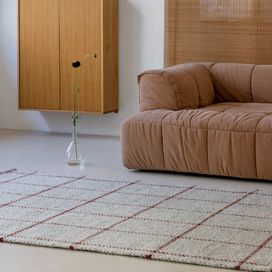 Brink & Campman Craft Matter Check Ash/Stone Red 049100 Rug - Love-Rugs