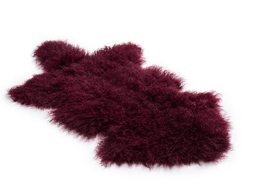 Bowron Sheepskins Nomad Tibetan Lambskins Burgundy Hide Rug