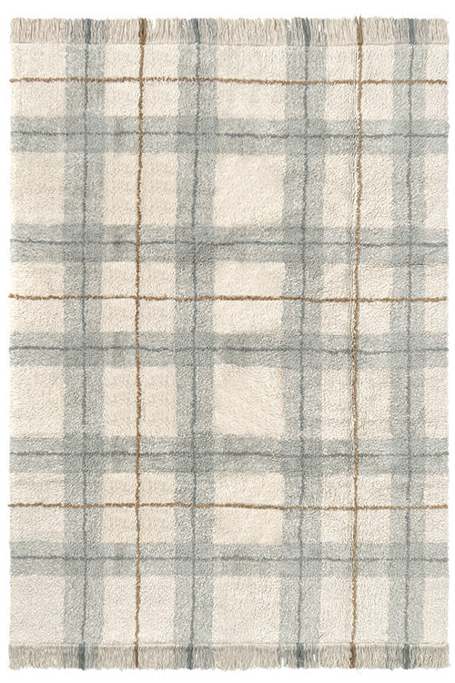 Lorena Canals Washable Tartan Blue Sage Rug
