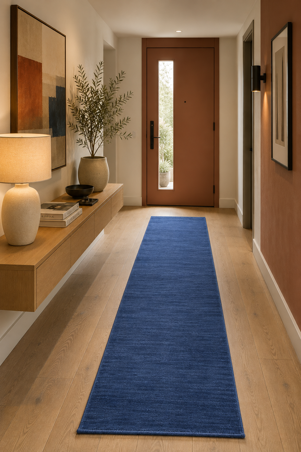 Elgin Midnight Chambray Blue Hall Runner Rug