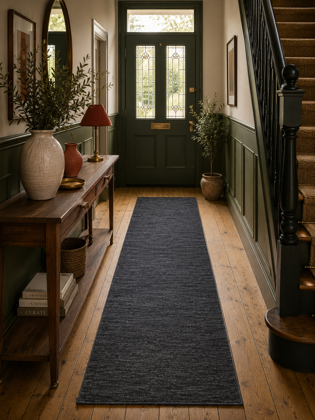 Elgin Charcoal Hall Runner Rug