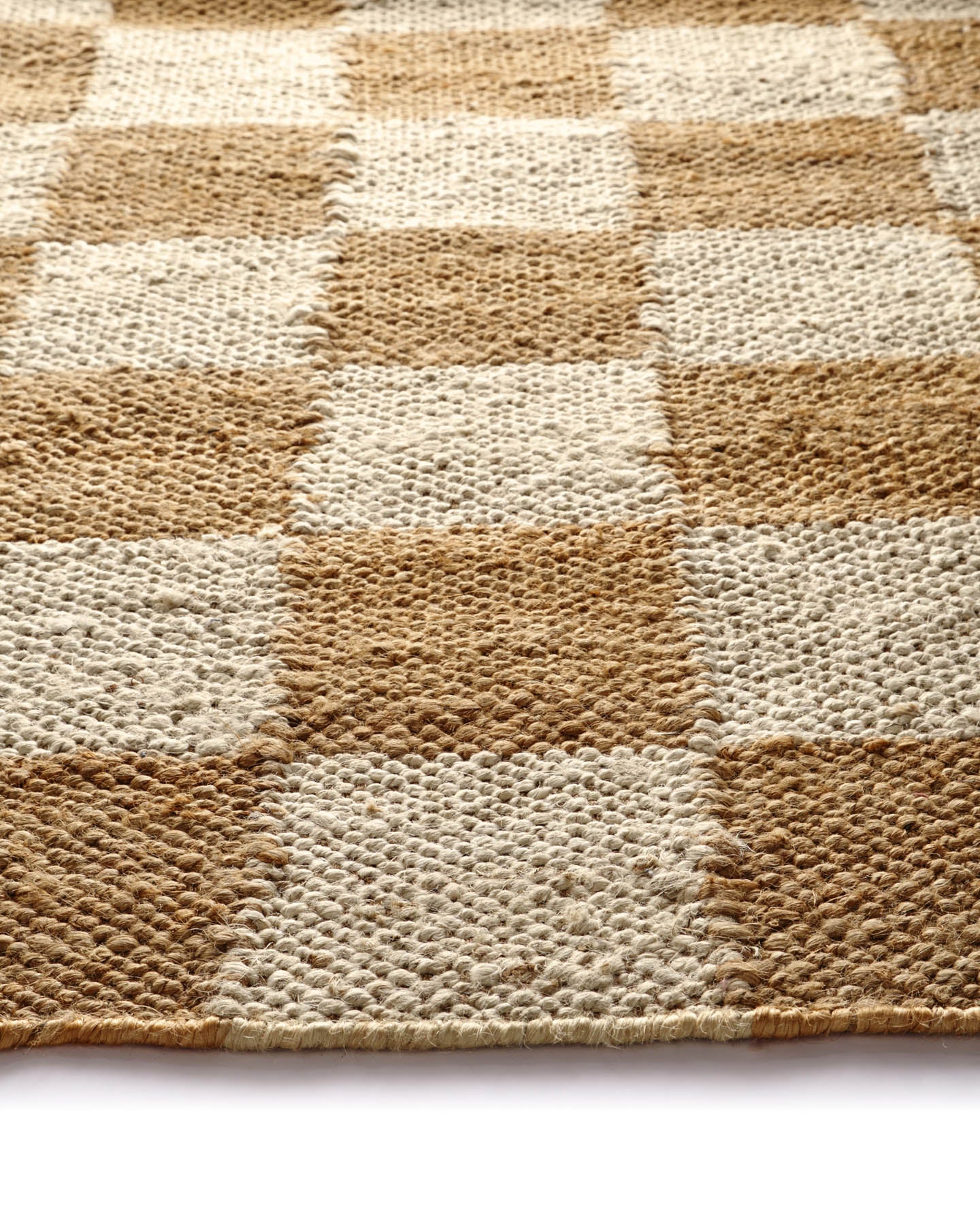 Checkerboard Jute Natural Runner Rug