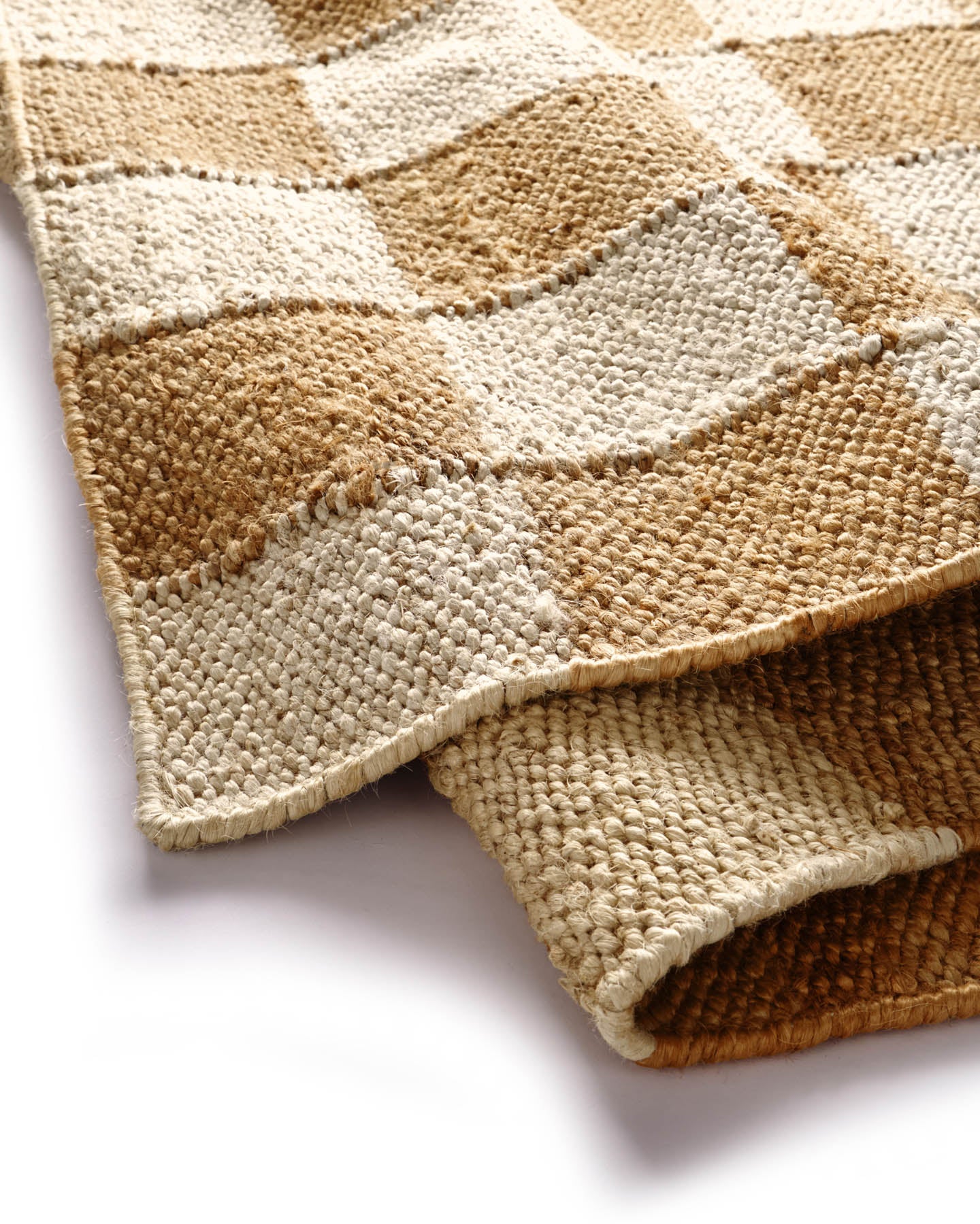 Checkerboard Jute Natural Runner Rug