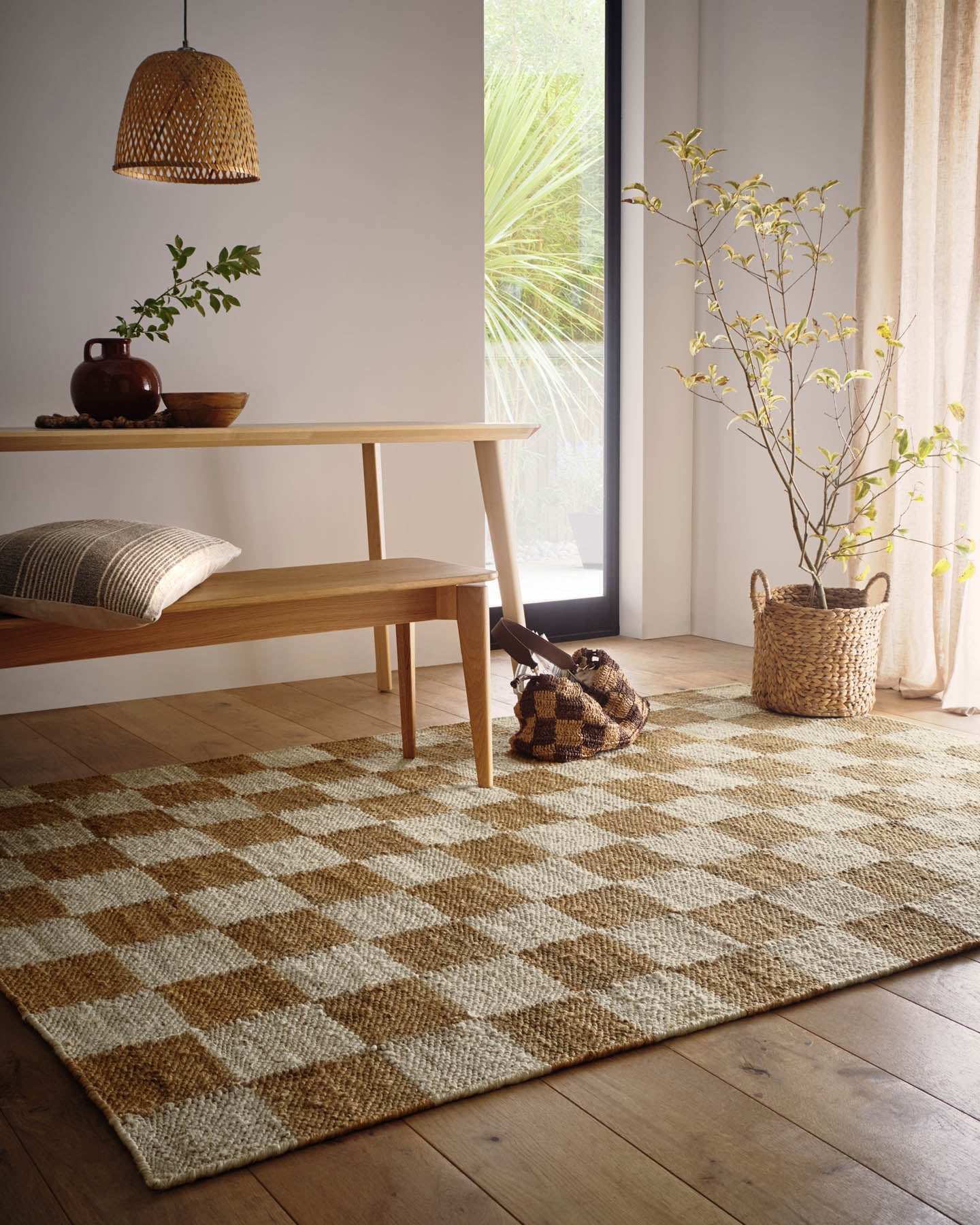 Checkerboard Jute Natural Rug