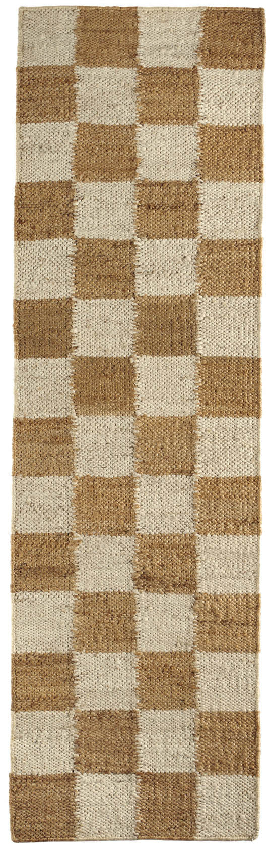 Checkerboard Jute Natural Runner Rug