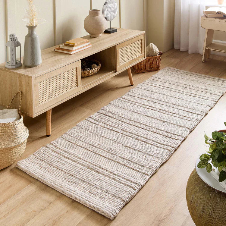 Chunky Knit Cream Runner Rug - Love-Rugs