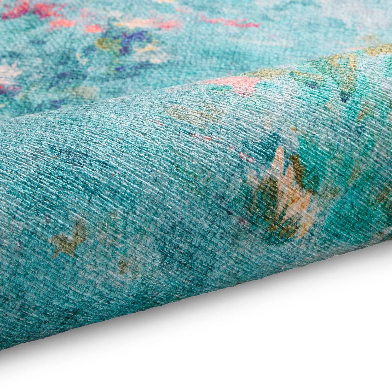 Clarke & Clarke Fiore Rose Teal Washable Rug - Love-Rugs