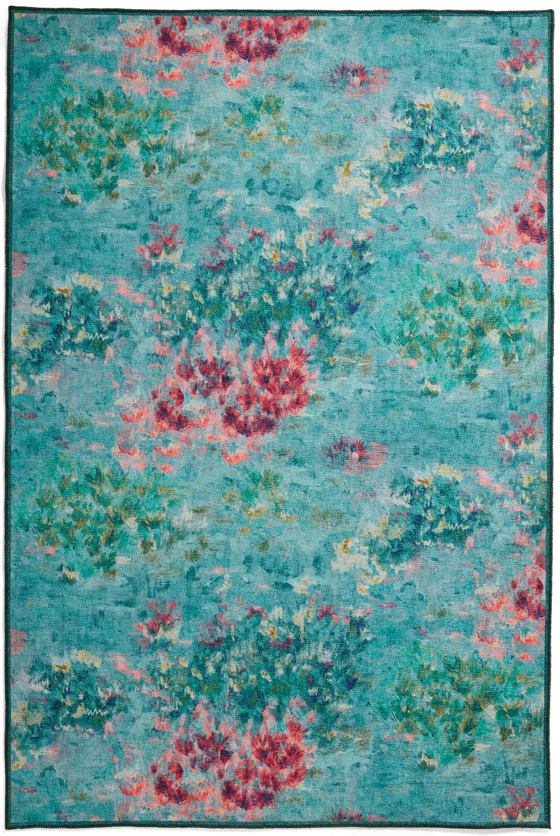 Clarke & Clarke Fiore Rose Teal Washable Rug - Love-Rugs