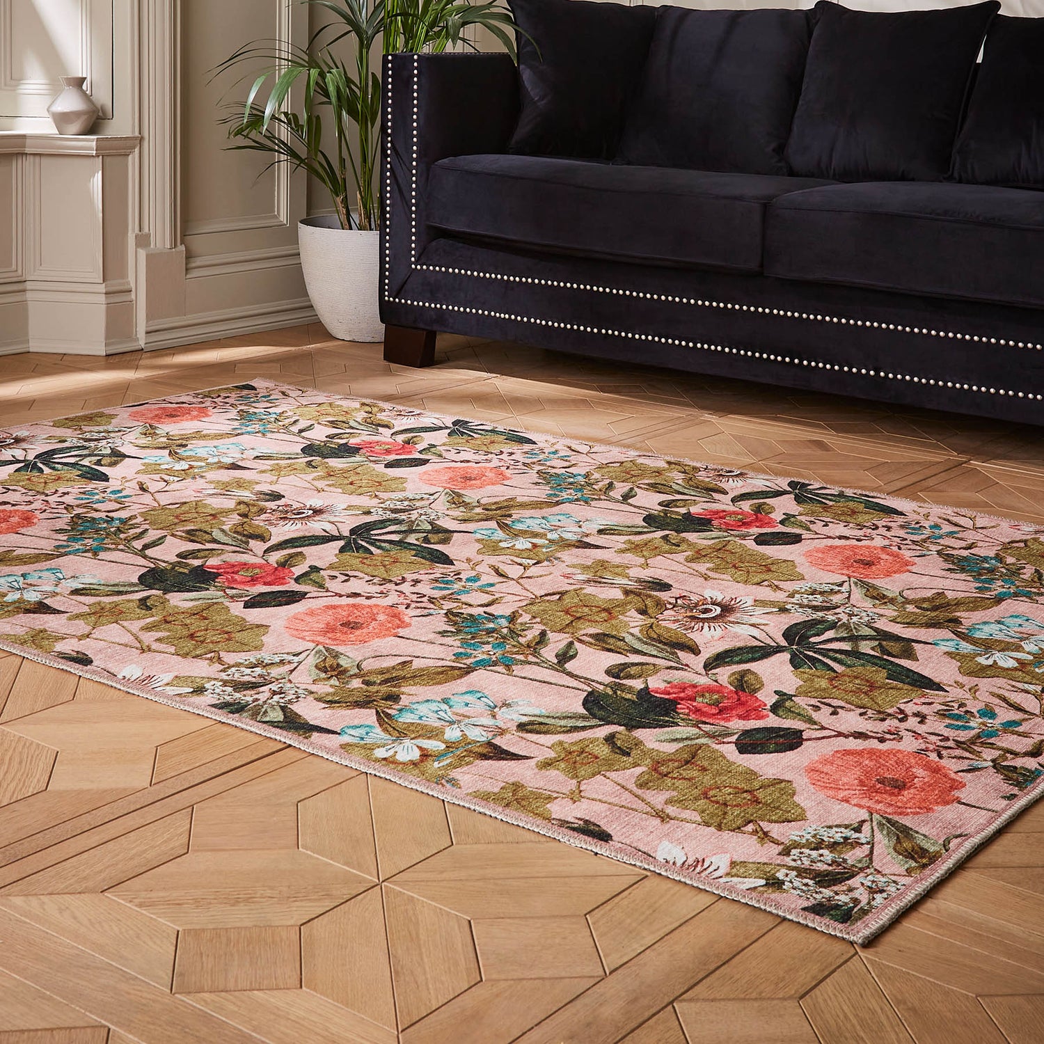Clarke & Clarke Passiflora Blush Washable Rug - Love-Rugs