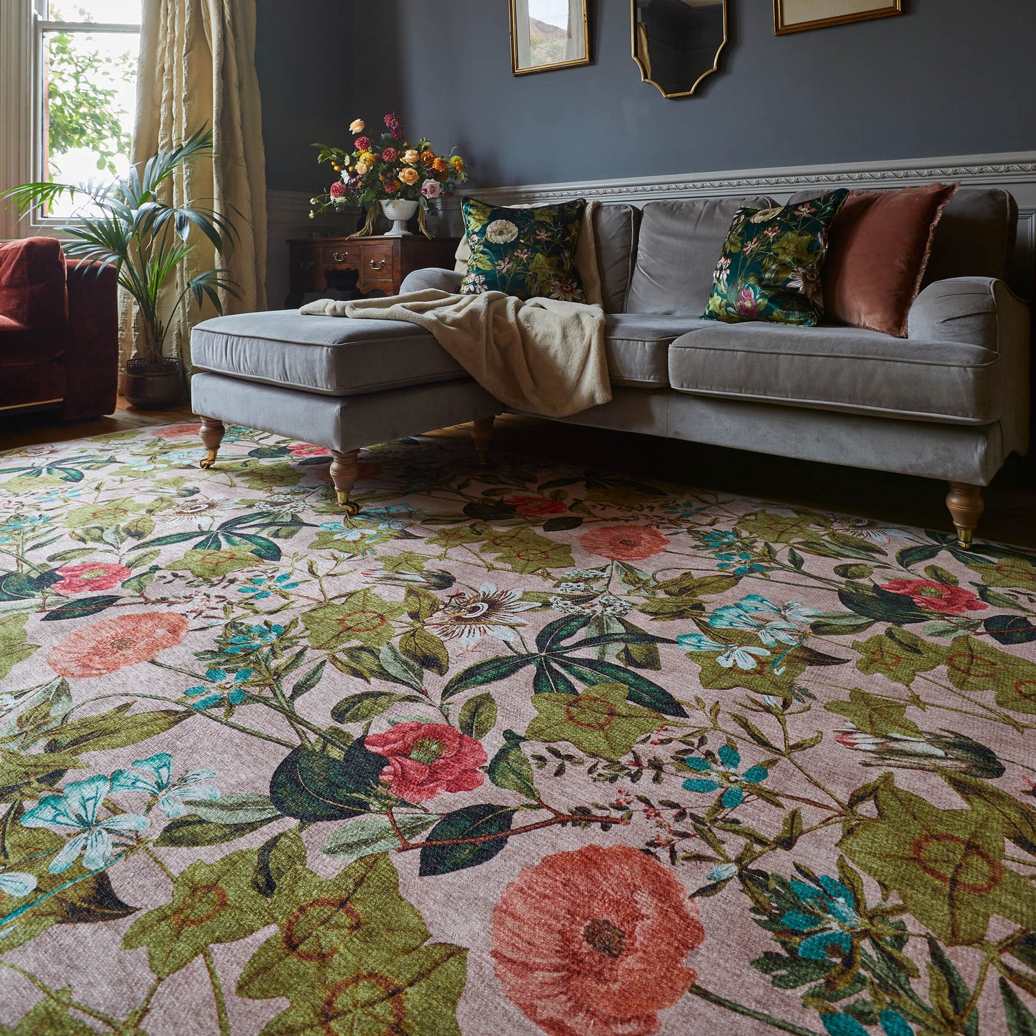 Clarke & Clarke Passiflora Blush Washable Rug - Love-Rugs