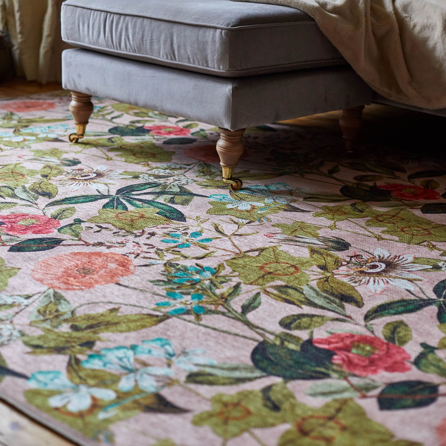 Clarke & Clarke Passiflora Blush Washable Rug - Love-Rugs